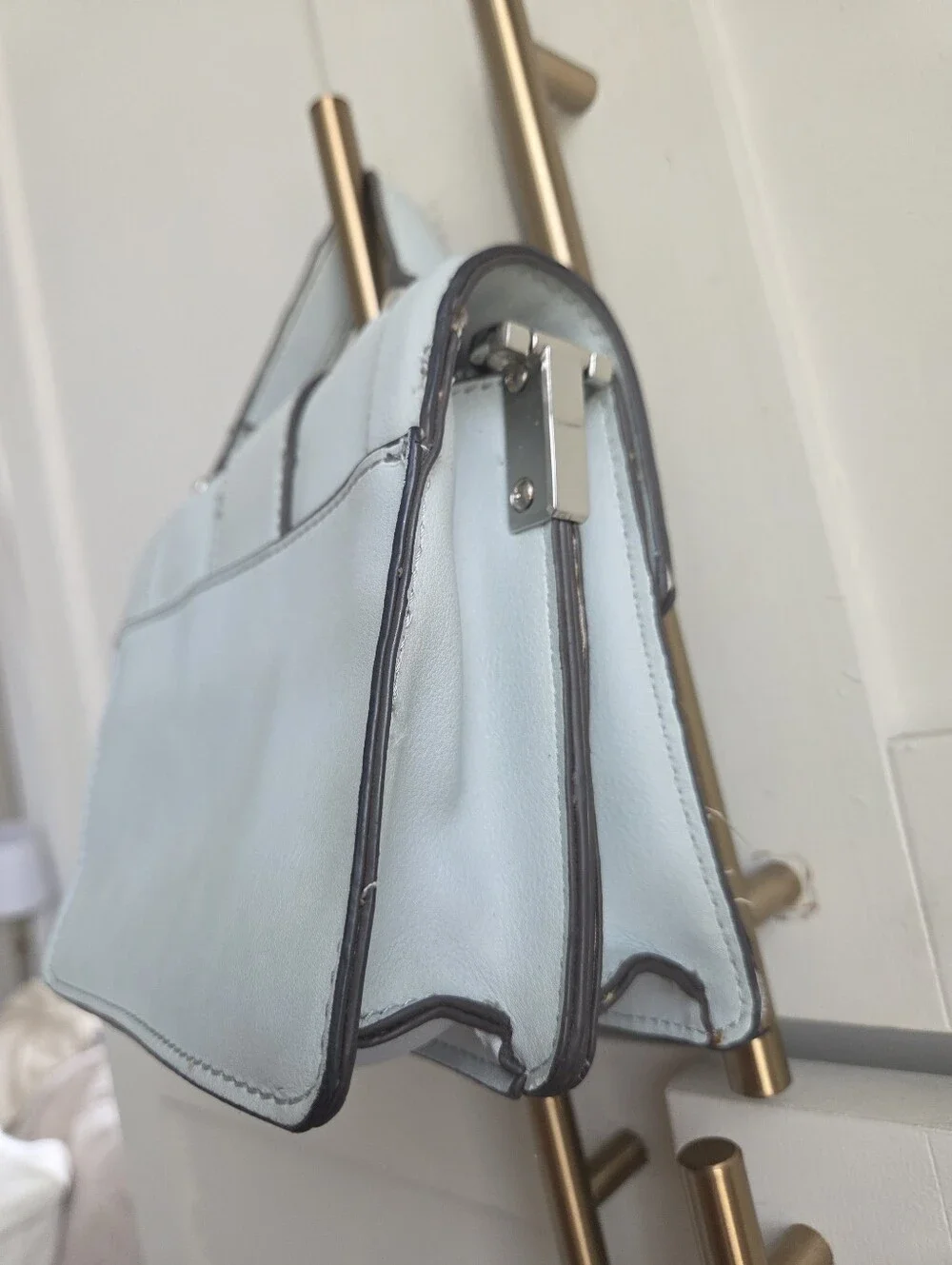 Steve Madden Light Blue Structured Top Handle Satchel Bag